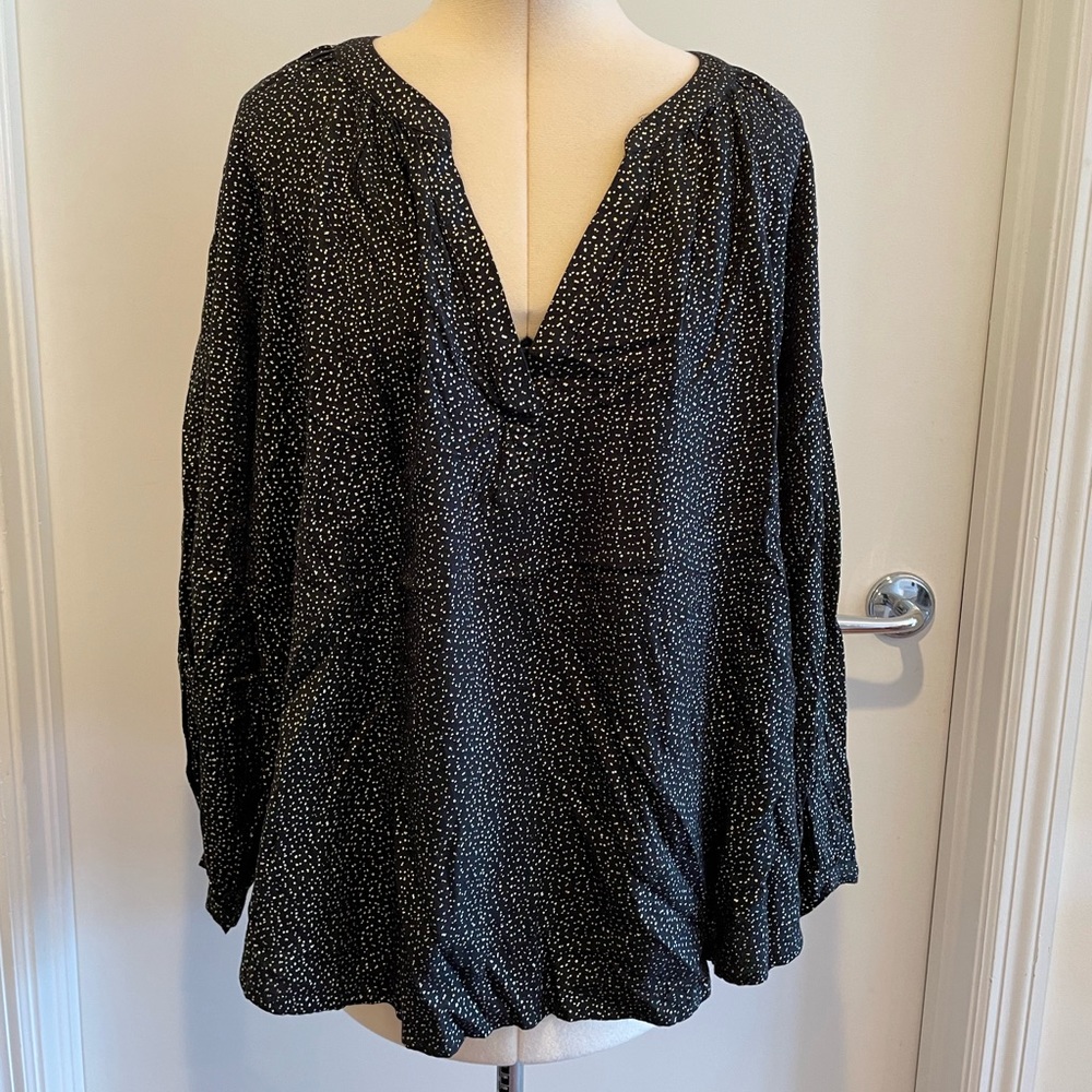 Velvet by Graham & Spencer Gold Printed Peasant Blouse Size XL